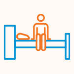 graphic icon of a person sitting on the edge of a hospital bed