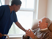  A man in a long-term care home is getting assistance