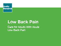 The quality standards cover for Low Back Pain